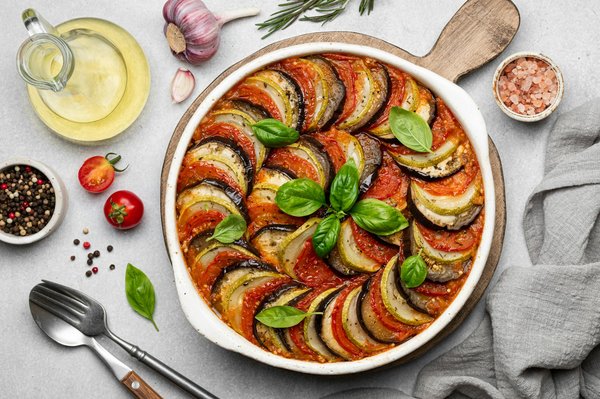 What's the Key to a Perfectly Layered Gourmet Ratatouille with a Balsamic Glaze?